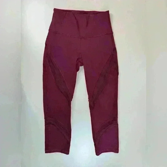 Lululemon Wunder Under High-Rise Crop 21" *Mesh Garnet Sz 4 Excellent Condition - Picture 11 of 12